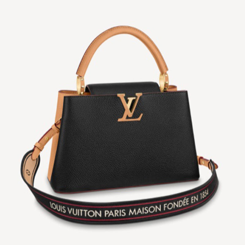 Louis Vuitton CAPUCINES MM  Handbag M58608 Black/Arizona Beige